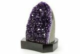 Deep Purple Amethyst Geode With Wood Base - Uruguay #364434-2